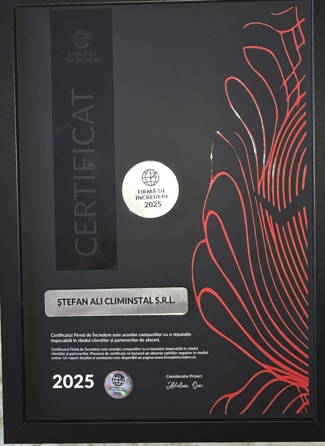 Certificat Firmă de Încredere